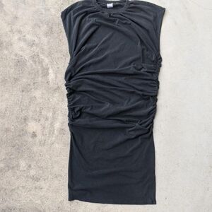 NSF charcoal ruched 'muscle tee' maxi dress